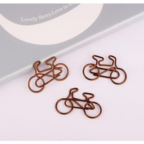 Coffee Color Bicycle Clip Lovely bike Shaped Paper Clip Paper Bookmark Accesorios Oficina Metal Paper Clips Office Accessories