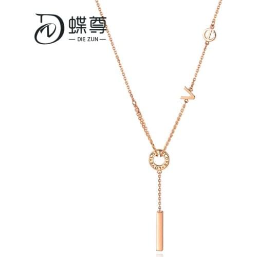 18K gold set chain necklace ring transfer bead love rose gold color letters au750 female CNC process