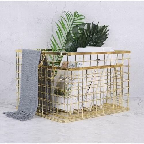 Rose Gold Color Modern Design Loft Metal wire Storage Basket, fashion gold color Dirty clothes laundry bag, home organizer 1PC