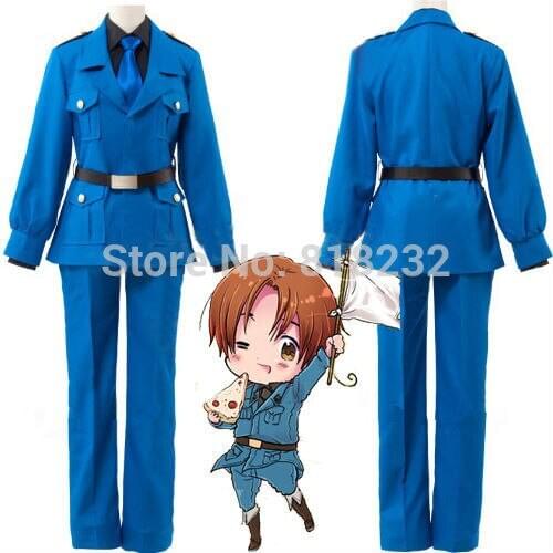 APH Axis Powers Hetalia North Italy Feliciano Vargas Uniform Outfit Cosplay Costume Coat+Shirt+Pants+Belt+Tie