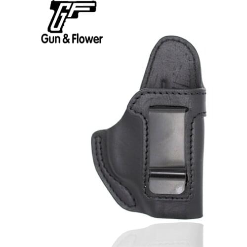 Gunflower IWB Open Top Pistols Cover Leather Inside-The-Pants Holster with Belt Clip for Ruger LC9