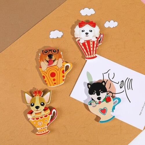 Creative Teacup Pubby Refrigerator Magnets Cute Corgi, Bichon, Bugs, Teddy, Yorkshire, Golden Retriever, Husky Fridge Magnet
