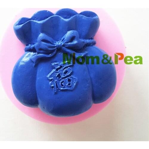 Mom&Pea 1189 Free Shipping Lucky Bag Silicone Mold Cake Decoration Fondant Cake 3D Mold Food Grade Soap Mold