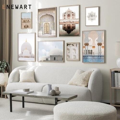 Morocco Door Mosque Canvas Painting Building Modern Islamic Muslim Poster Wall Art Living Room Print Picture Home Decor