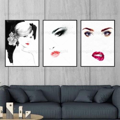 Fashion Art Canvas Painting Woman Eye Lip Makeup Article Living Room Beauty Shop Monopoly Counter Wall Decor Printing Hd Poster