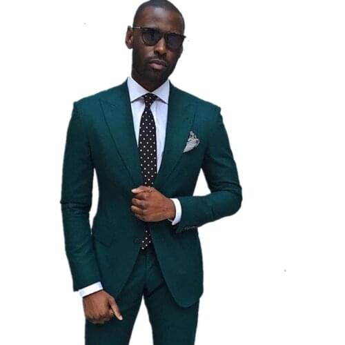Fashionable mens suits New Dark Green Men Suits Formal Business Tuxedos Men Wedding Suit Jacket+Pants