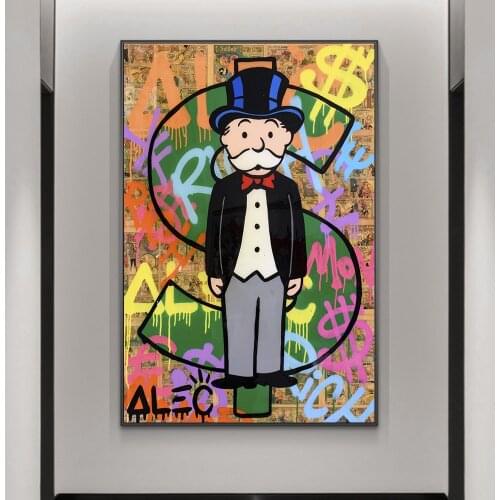 MONOPOLY DOLLAR SIGN STATUE by Alec Monopoly Graffiti Art Paintings on the Wall Art Posters and Prints Modern Art Wall Pictures