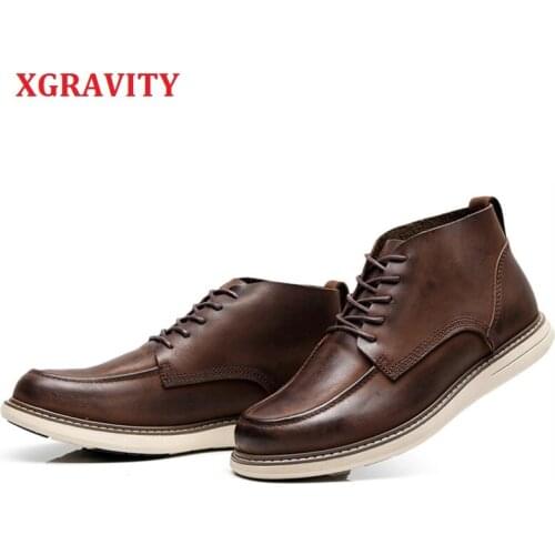XGRAVITY Brand New Spring Autumn Men Boots Fashion Men Lace-Up Formal Shoes Male Soft Business Footwear Rome Retro Shoe A179