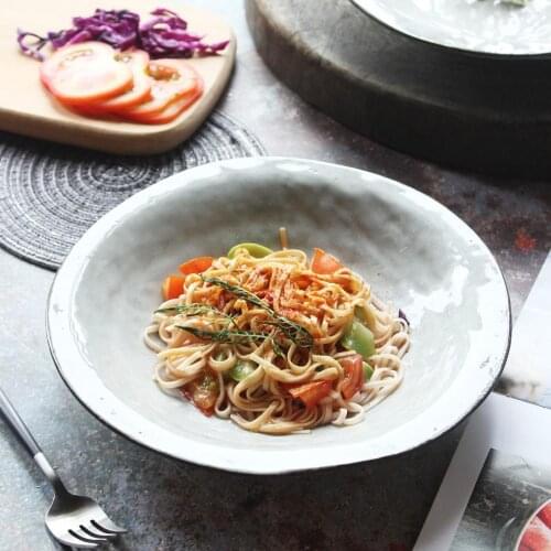 Nordic Straw Hat Pasta Plate Western Dessert Soup Plate Household Salad Noodle Bowl Deep Plate Retro Shaped Appetizer tray