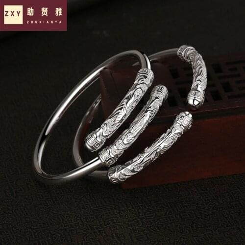 New 999 Sterling Silver Bracelet Wukong Ruyi golden cudgel original fashion opening retro lovers Bracelet