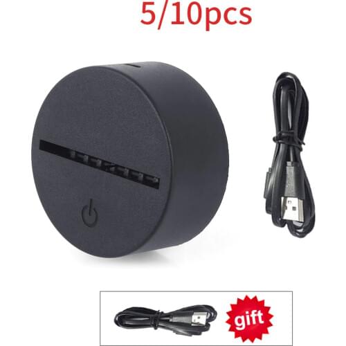 10pcs/lot USB Cable Touch Lamp Bases For 3D LED Night Light Replacement 7 Color Light Base Table Decor Holder Porta Lampada