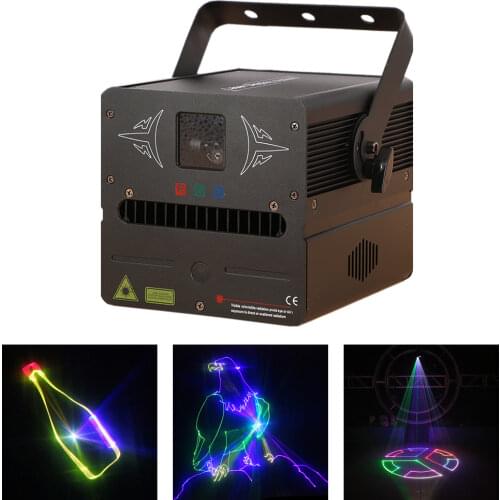 Pro 1W RGB Full Color DMX Laser SD Card Program 3D Animation Projector Lights For DJ Disco Party Beam Light Scan Stage Lighting