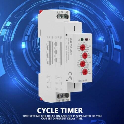 GRT8-S1 16A Multifunction Timer Relay with 10 Function Choices AC DC 12V 24V 220V 230V Time Relay Free Shipping
