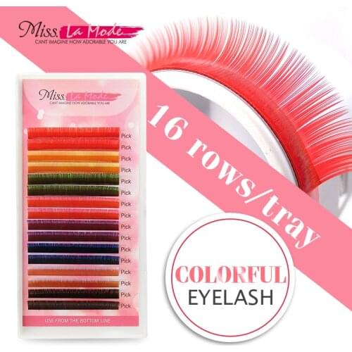 Misslamode 8 Colors 16rows Rainbow Eyelash Extension color False Fake Lashes eyelashes false eyelash 0.07/0.10 1pc/lot