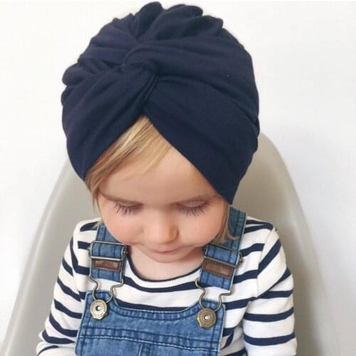 2019 Baby Girl New Cute children Hat Cotton Soft Turban Knot Girl Hats Bohemian Style Kids accessories Newborn Cap 12 colors