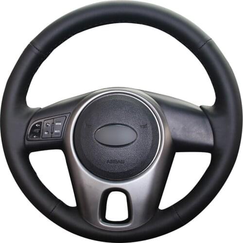 Hand-stitched Black Artificial Leather Custom Car Steering Wheel Cover for Kia Forte 2009-2014 Soul 2010-2013 Rio 2009-2011