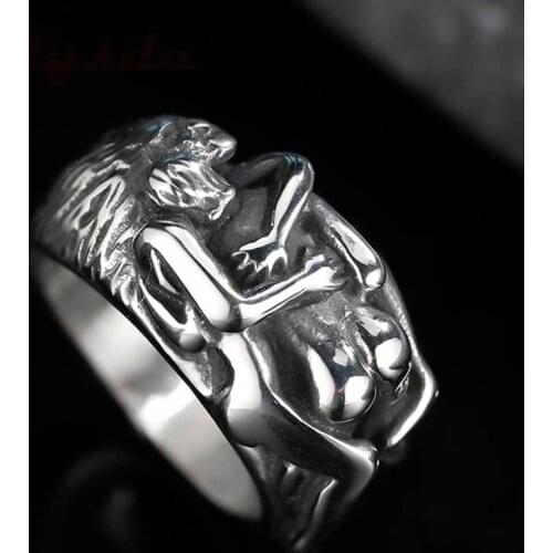 Unisex Gothic Stainless Steel Hug Ring Punk Style Cool Finger Jewelry Birthday Couple Gift For Man Anle Dropshippiing