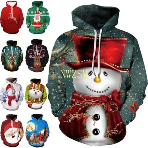 Fashion Autumn And Winter Christmas 3D Print Oversized Hooded Unisex Man Woman Funny Ugly Christmas