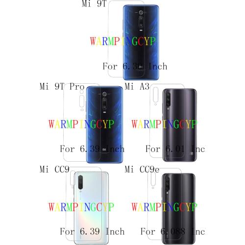 Rear Screen Protector Back Film For XIAOMI Mi 9 Exploratory Version SE 9T Pro 9X A1 A2 LITE A3 CC9 CC9e MAX M1804D2ST M1805D1SG
