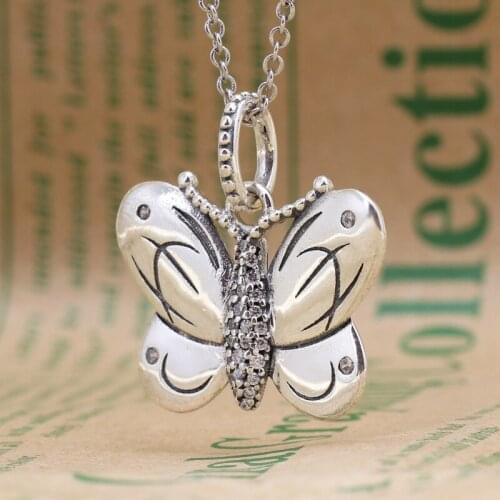 S925 Sterling Silver Butterfly Pendant Silver Butterfly Flying Simple Fashion Pendant Pendant Female