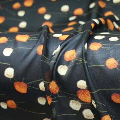 100cm*150cm Ethnic Georgette Material Fabric Floral Chiffon Black