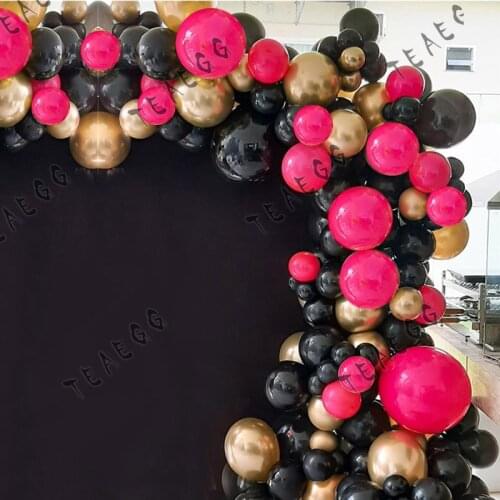 140Pcs Black Metallic Gold Balloon Garland Arch Kit Rose Red Balloon For Birthday Baby Shower Weddings Party Decoration Supplies