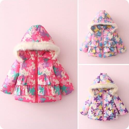 2016 Autumn Winter New Pattern Korean Childrens Garment Baby Cotton-padded Loose Coat Girl Leaf Cotton-padded Jacket