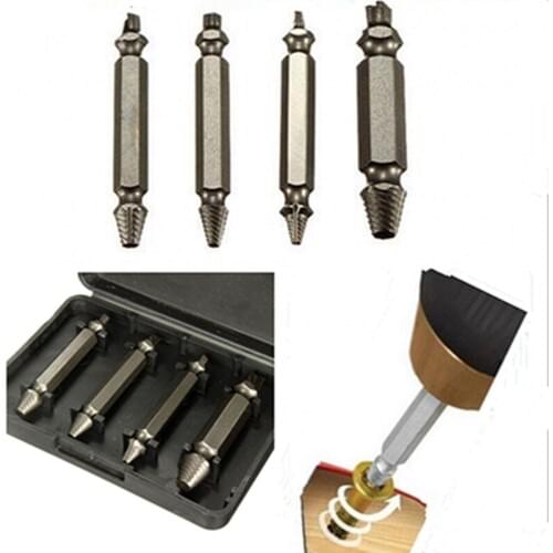 4pcs Screw Extractor Drill Bits Guide Set Broken Bolt Remover Easy Out Set 5cm Long Wholesale Price