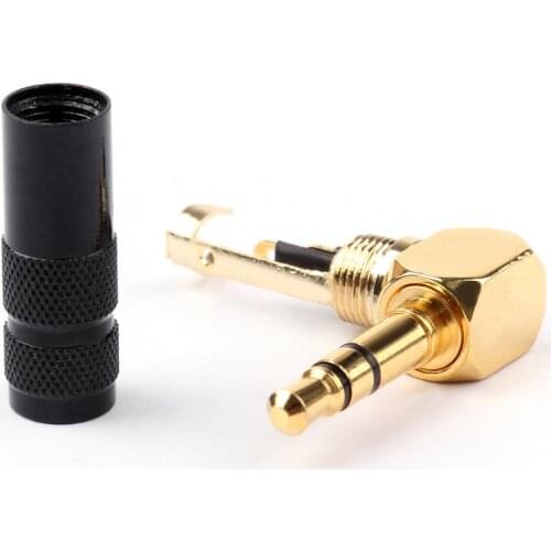 Artudatech 4PCS 3.5mm 3 Pole TRS Mini Audio Male Plug Right Angle 90° Connector Black Silver