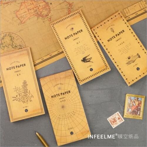 Vintage Creeping weed compass map Swallow gesture planet Memo Pad Sticky Notes mini planner Message scratch notebook Escolar