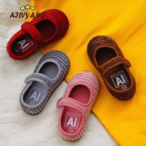 2019 Girls Brand Shoes Shallow Mouth Kindergarten Children Indoor Shoes Kids Canvas Single Soft Bottom Shoes