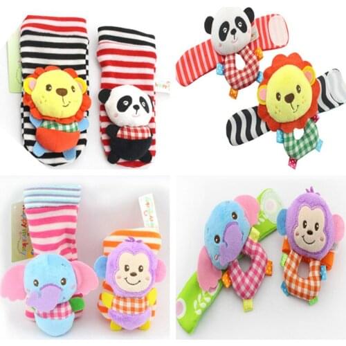Baby Infant Socks Foot Finder Small Soft Plush Rattle Funny Socks Baby Rattles Toys Animal Baby Infants Foot Sock Wrist Rattles