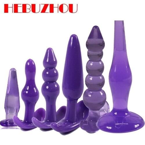 HEBUZHOU 6pcs/set Anal Dildo Erotic Adult Gay Silicone Anal Plug Butt Plug Anal Prostate Massager Beads Sex Toys for Woman Men