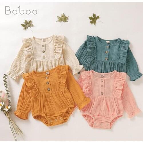 Ins Popular Baby Long Sleeve Bodysuit Cotton Summer And Spring Baby Girl Clothes 2021 Twins Baby Jumpsuit For Newborn 0-18m