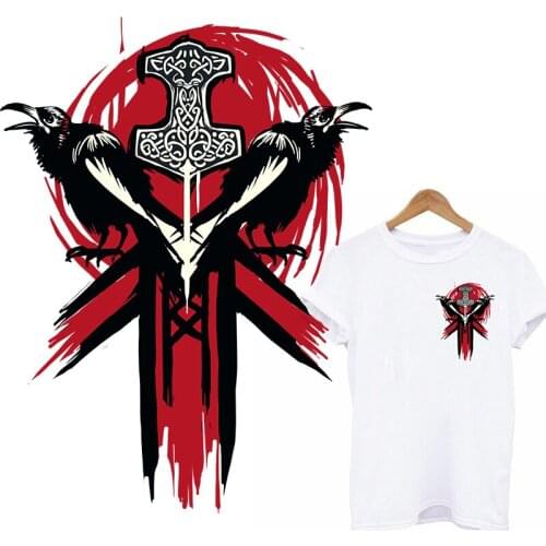 Thermo Stickers Hippie Applique Iron On Transfer Patches For Clothing Crow Badges Patch Motorcycle Garment Accessories Decro DIY