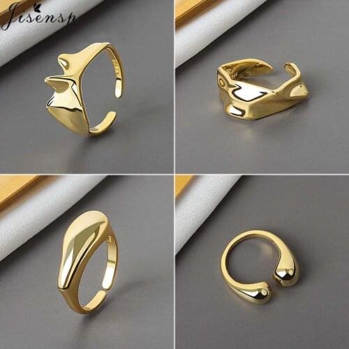Jisensp Punk Fashion Irregular Rings Open Rings Gold Color Metal Finger Ring for Women Men Party Accessories Jewelry Gifts