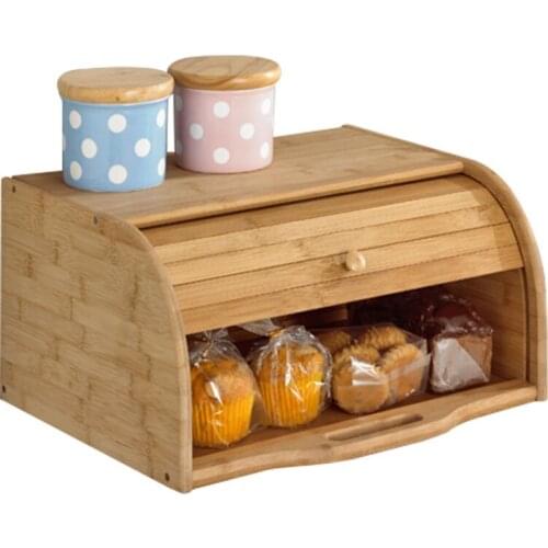 Quality Kitchen Solid Wood Bamboo Dustproof Bread Snack Food Storage Box