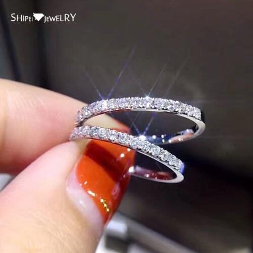 Shipei Fashion 100% 925 Sterling Silver Created Moissanite Gemstone Wedding Band Romantic Women Rings Fine Jewelry Wholesale