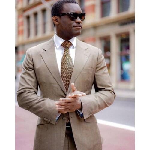 Costume Homme Mariage Fashion Latest Khaki Wedding 2 Pieces Men Suits Groom Prom Blazer Masculino Terno Tuxedo Jacket+Pant