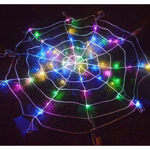 Colorful Luminous Spider Web Halloween Ghost Festival Theme Decoration Lighting High-quality Nylon Home Decoration Products
