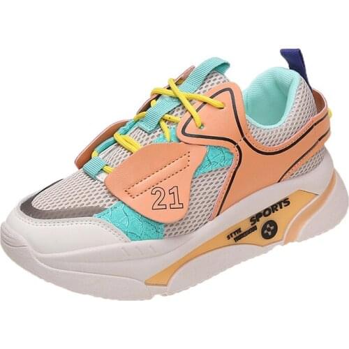 Summer Ins Trend Ladies Sneakers Refreshing And Breathable Thick-soled Soft And Comfortable Rubber-soled Non-slip Running Shoes