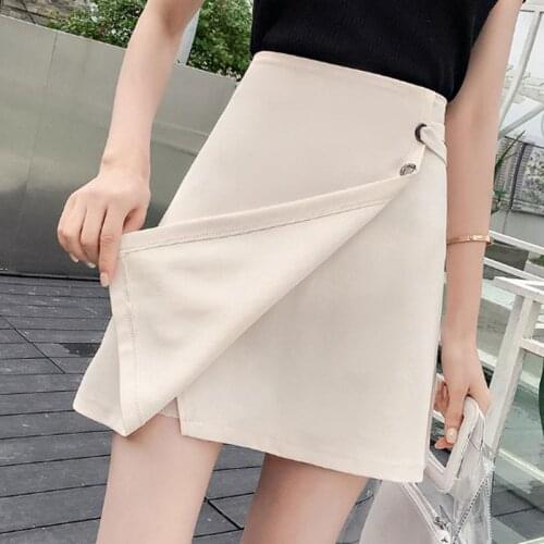 Summer women clothing Chic mini students skirts ins style A-line women skirts solid one-step korean summer easy match slim skirt
