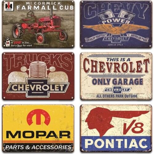 Ford Chevrolet Plaque Metal Tin Sign Vintage Garage Farmhouse Home Decor Mopar ROUTE 66 Metal Poster Plate Signs