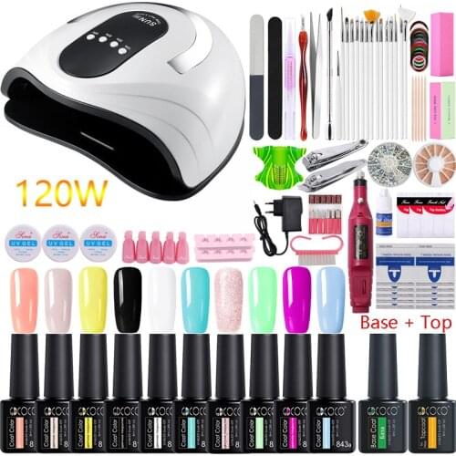 Nail Set for Manicure 120W S9 UV LED Lamp Dryer Nail Gel Polish Soak Off Gel Polish Electric Nail Drill Machine Nail Art Tools
