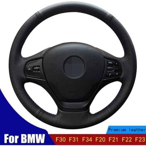 Car Steering Wheel Covers Wrap Hand-stitched Black PU Artificial Leather Wear-resistant For BMW F30 F31 F34 F20 F21 F22 F23