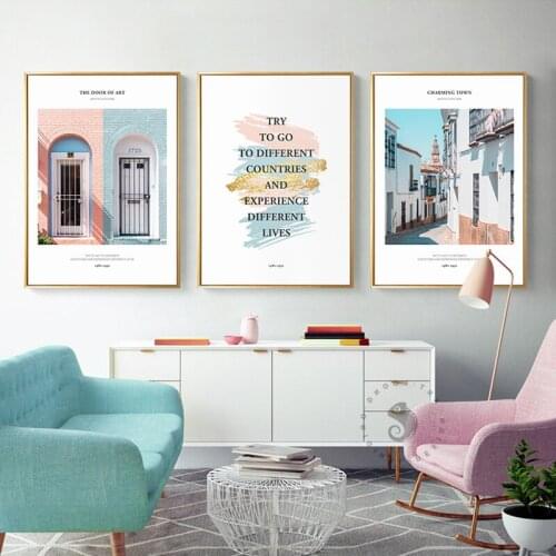 Mediterranean Style Seaside Ancient Town Venice Santorini Wall Art Pictures Poster And Print Canvas Painting For Hotel Resort HD