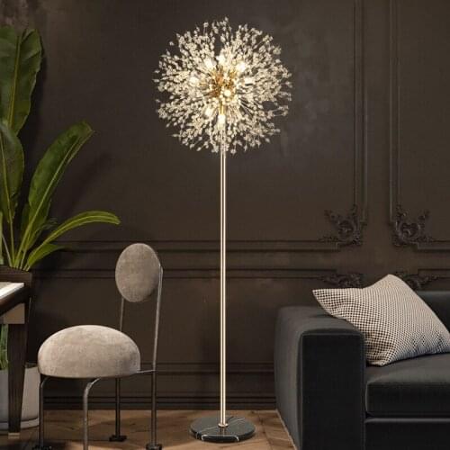 Nordic Wind Net Red Dandelion Crystal Floor Lamp Living Room Guest House Vertical Lamp Bedroom Bedside Shop Chandelier