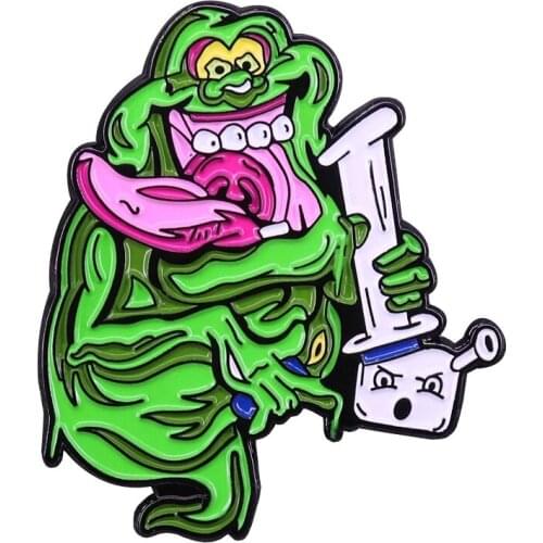 Ghostbusters Slimer Stay Puft Marshmallow Man Bong Rip Stoner Pin