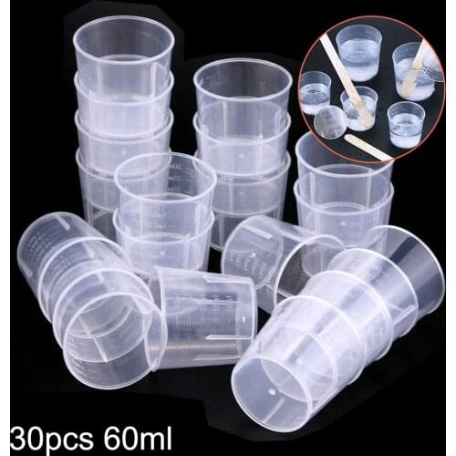 30pcs 60ml Laboratory Plastic Graduated Measuring Cup Beaker Liquid Cup Container Epoxy Resin Silicone Making Tool