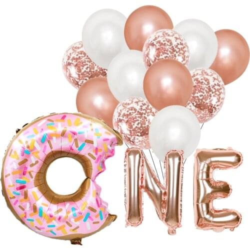 Donut Theme 16inch Letter Foil Latex Balloons Candy Icecream Baby Shower Grow Up 1st Birthday Party Decorations Helium Globos